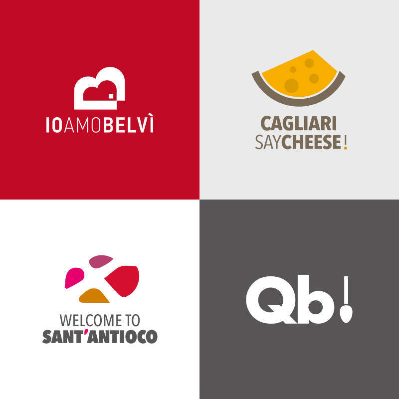 logo Io Amo Belvì, Cagliari Say Cheese, Welcome to Sant'Antioco, Qb!