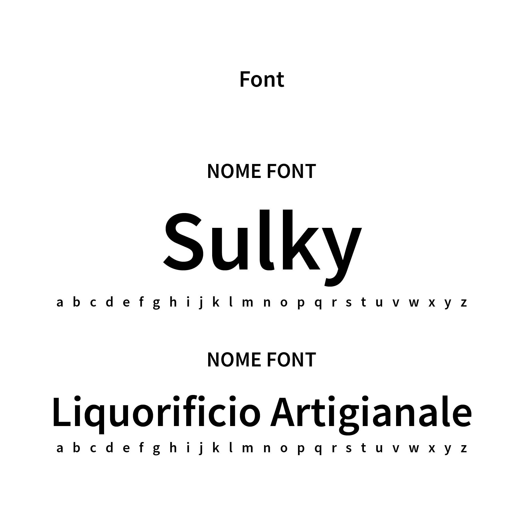 Font utilizzati per realizzare la brand identity del liquorificio artigianale Sulki